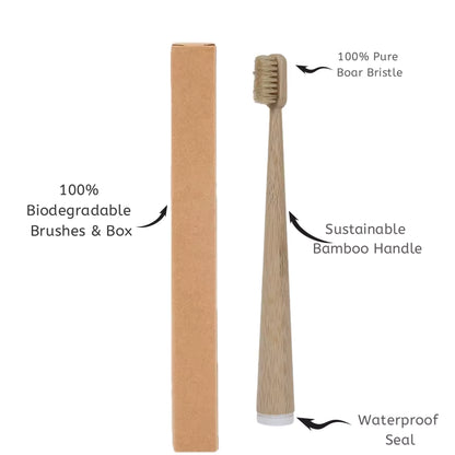 4-Pack Natural Bristle Bamboo Toothbrushes